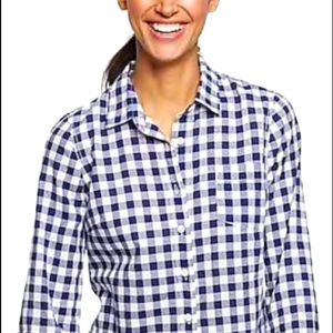 J Crew Navy and White Gingham Button down in Boy Fit, SIZE M (Factory)
